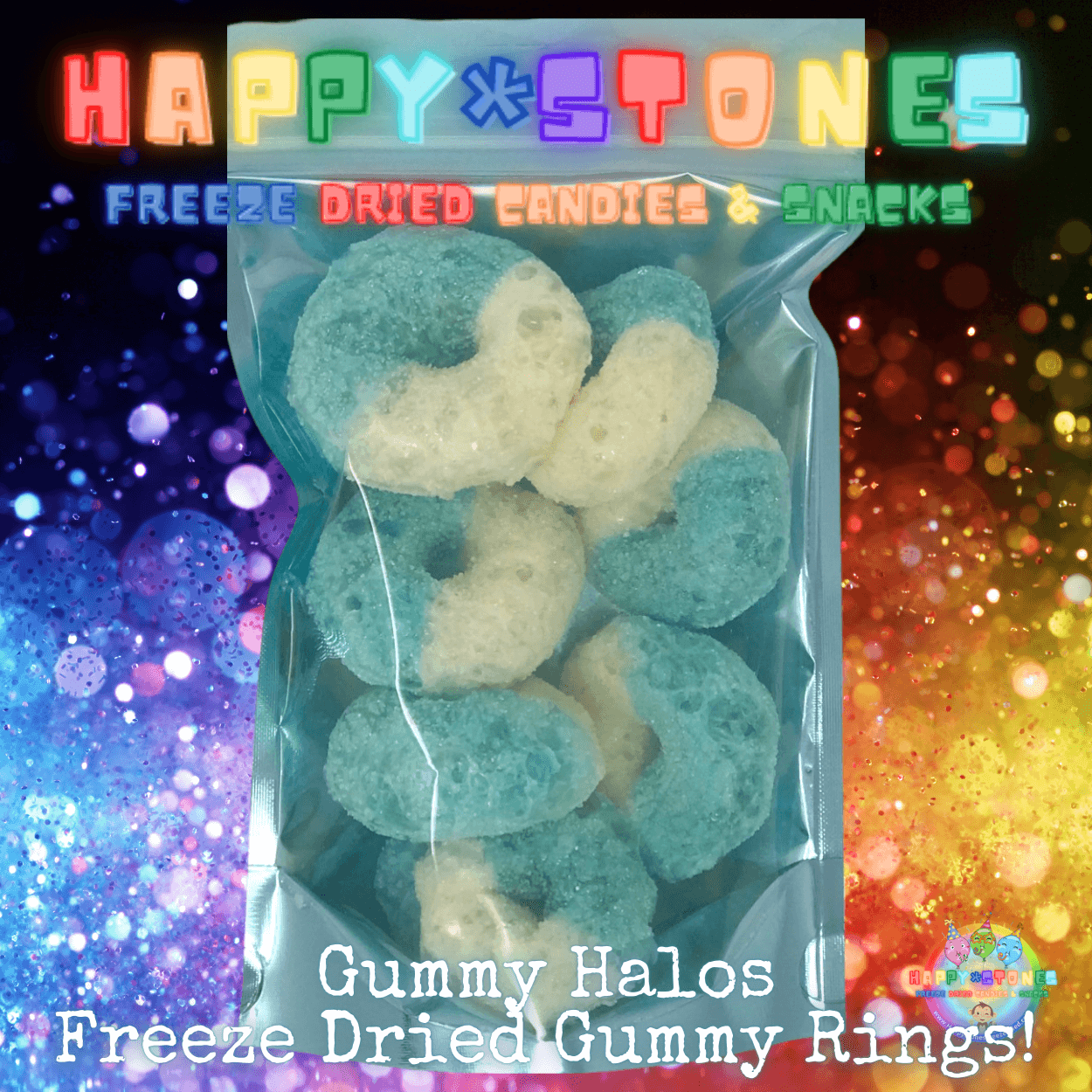 Freeze Dried Gummy Rings Blue Raspberry Halos