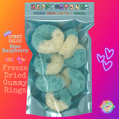 Freeze Dried Gummy Rings Blue Raspberry Halos