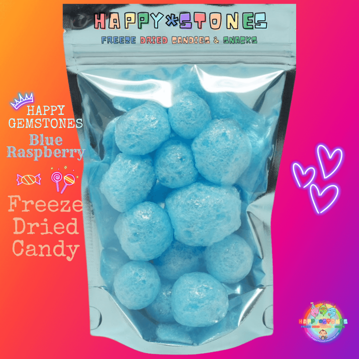 Blue Rasberry Happy Freeze Dried Candy | Blue Raspberry HAPPY GEMSTONES | Jolly Good Time ...