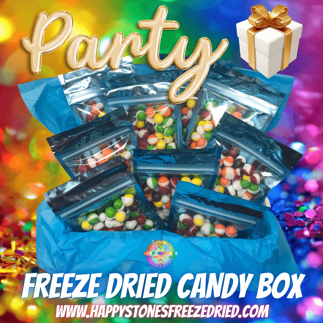 Freeze Dried Candy Skittles PARTY TIME Box Wedding Favors Sweet Boxes Gift