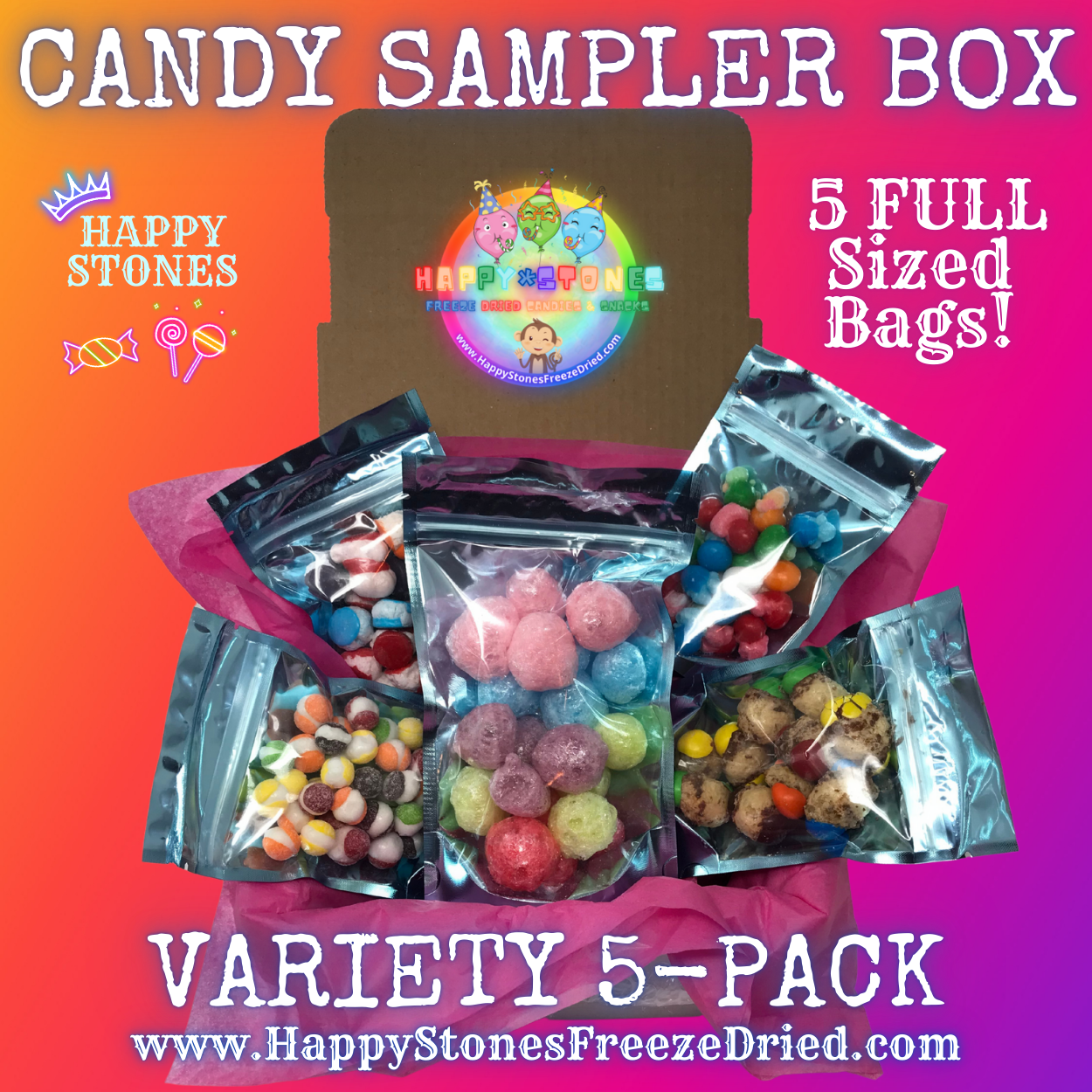 Freeze Dried Candy Sampler Variety Packs – Happy Stones Freeze Dried