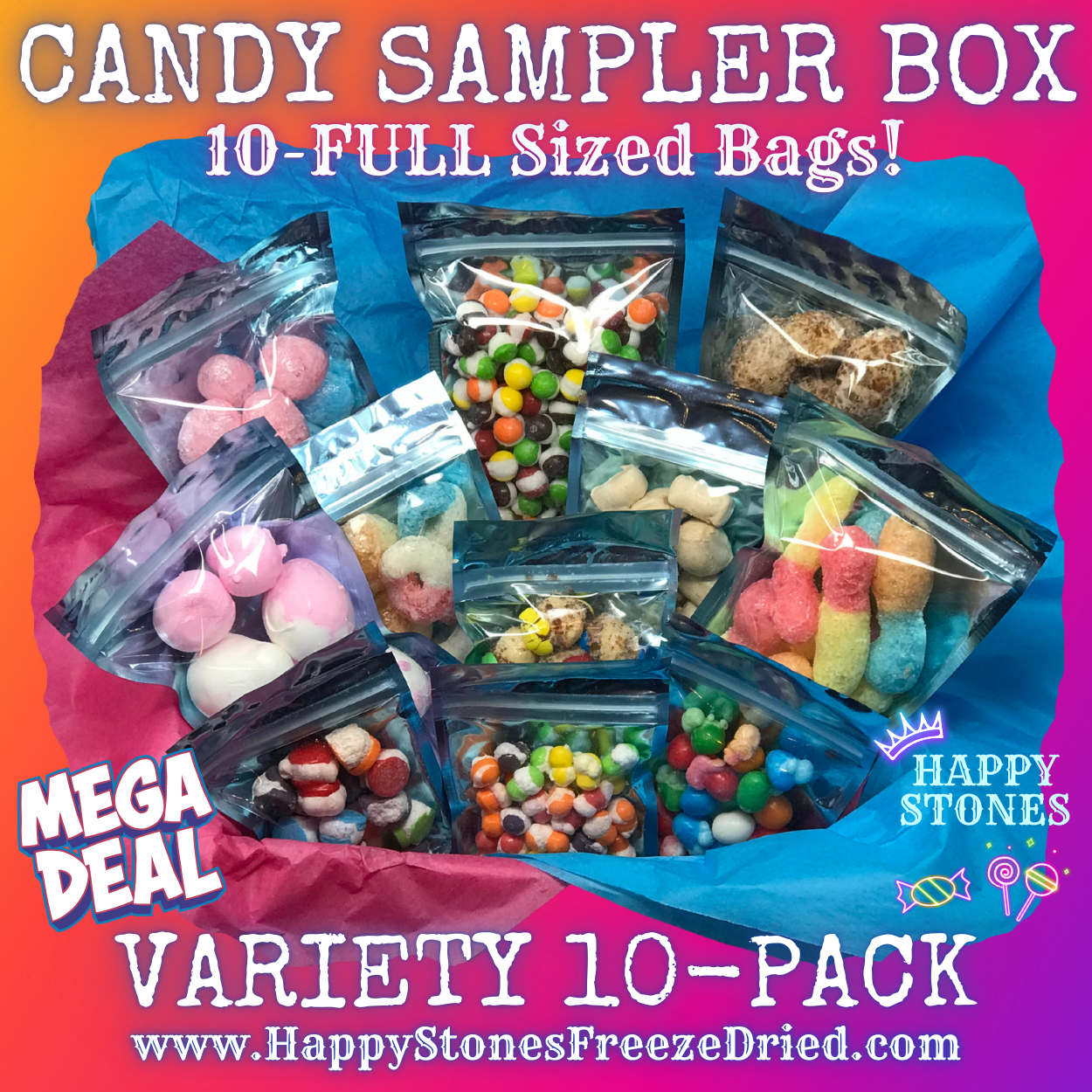 Freeze Dried Candy Sampler MEGA Gift Box | Variety 11-Pack Assortment