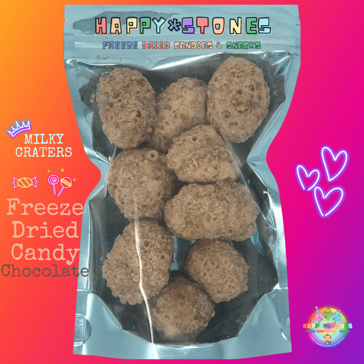 Freeze Dried Chocolate Candy: MILKY CRATERS Happy Stones Freeze Dried