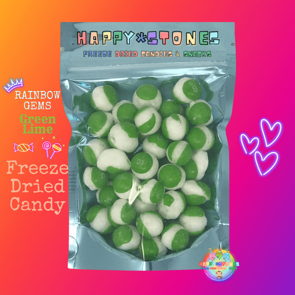 Freeze Dried Candy Rainbow Gems All Green Ones All Lime Ones