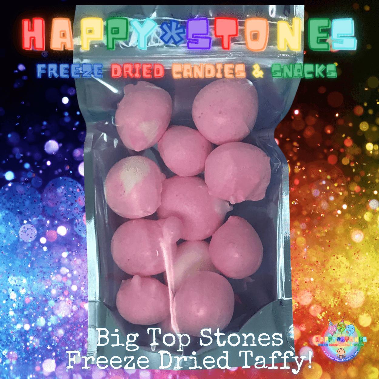 Freeze Dried Salt Water Taffy Candy You Can Eat With Braces - Strawberry & Cream Flavors Big Top Stones