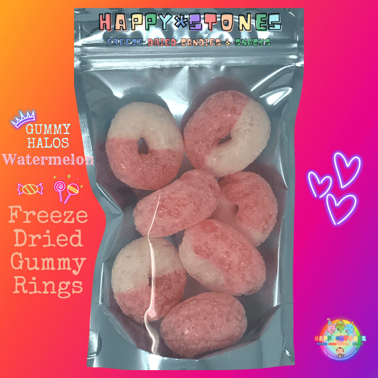 Freeze Dried Watermelon Rings Gummy Candy Gummy Halos