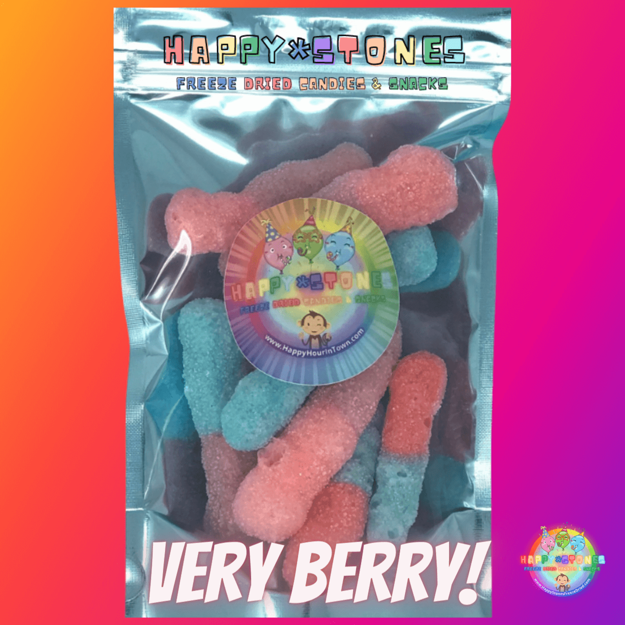 Freeze Dried Gummy Worms Sour Stone Crawlers Very Berry Freeze Dried Candy