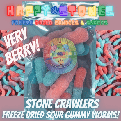 Freeze Dried Gummy Worms Sour Stone Crawlers Very Berry Freeze Dried Candy