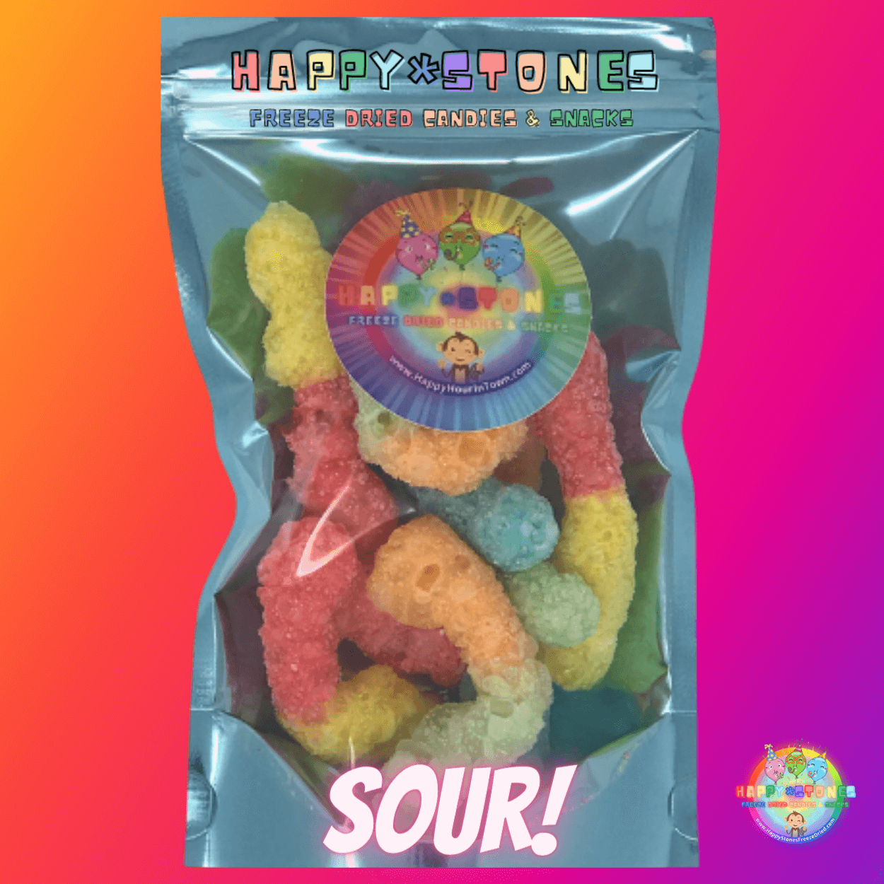 Freeze Dried Gummy Worms Sour Stone Crawlers Candy