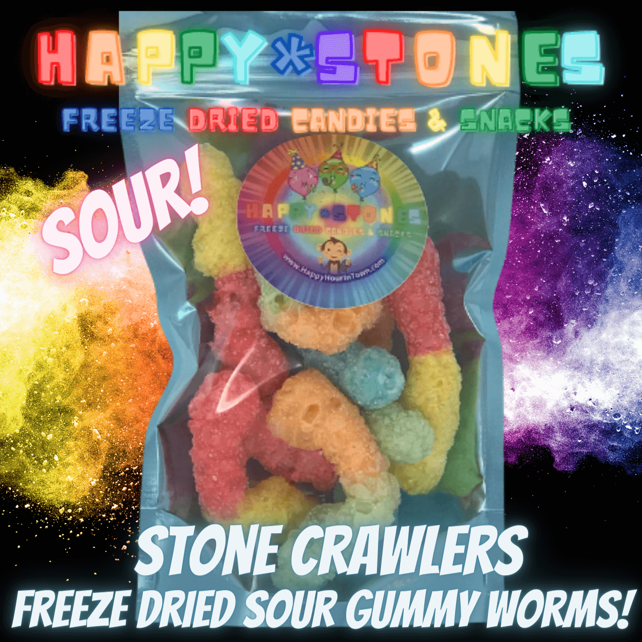 Freeze Dried Gummy Worms Sour Stone Crawlers
