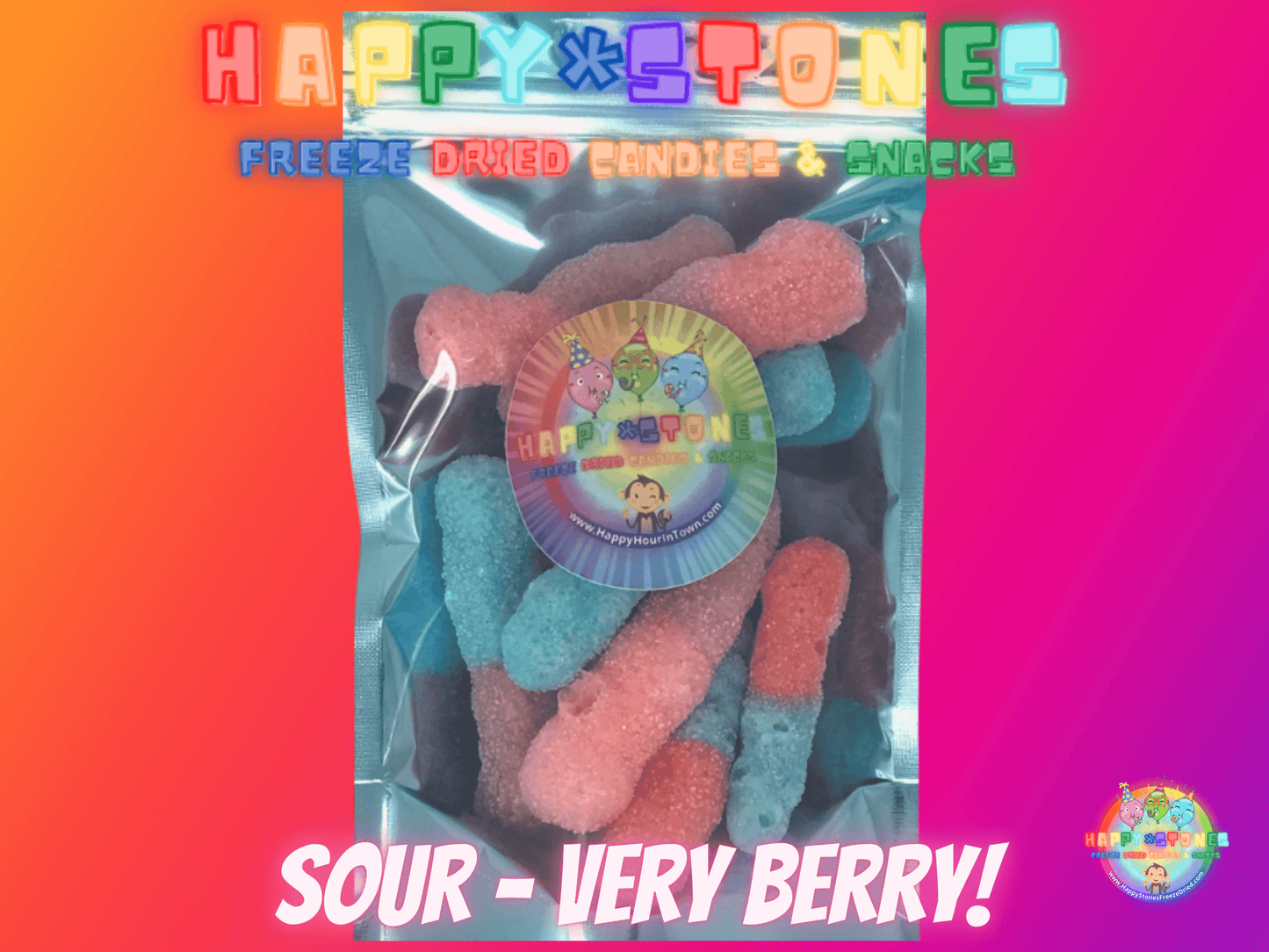 Freeze Dried Gummy Worms Sour Stone Crawlers Very Berry Freeze Dried Candy